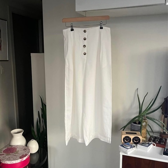 Aritzia Wilfred Wander White Linen new Wide Leg Cropped Summer Vacation Pant Sz8 - Picture 9 of 13